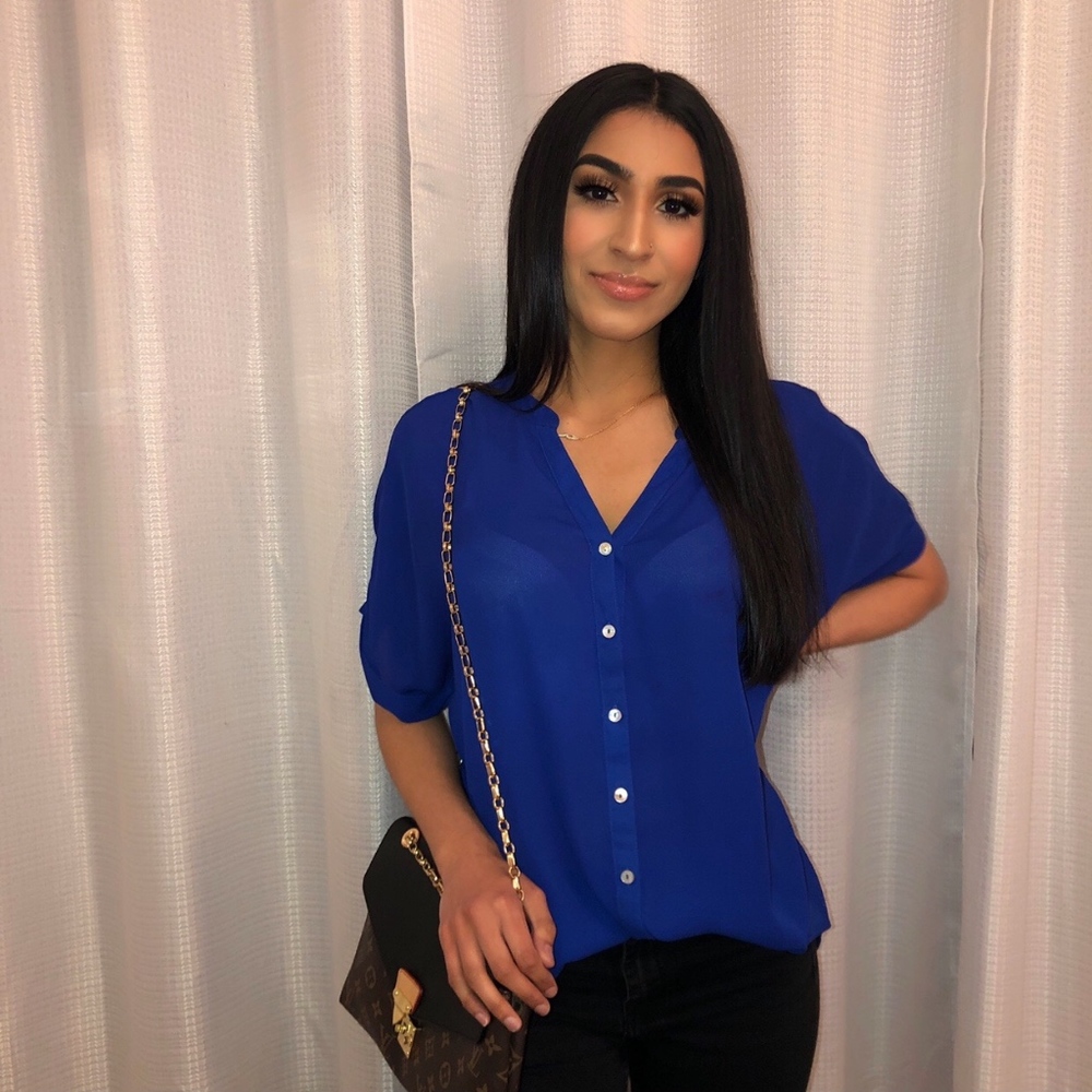 Royal Blue Sheer Blouse